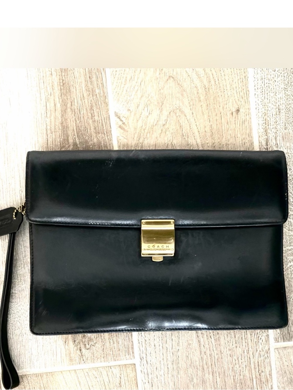 Coach Vintage Bridle Attaché Black Leather with Brass Lock